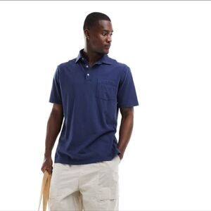 Polo Ralph Lauren pocket cotton linen polo classic oversized fit in navy XL